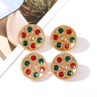 北欧风轻奢双色金属纽扣衬衫 衣服饰品 外套彩灯高脚扣子diy手缝款