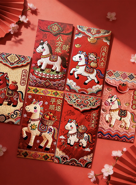 2025新款仿刺绣马年红包利是封过年恭喜发财刺绣红包袋春节压岁包