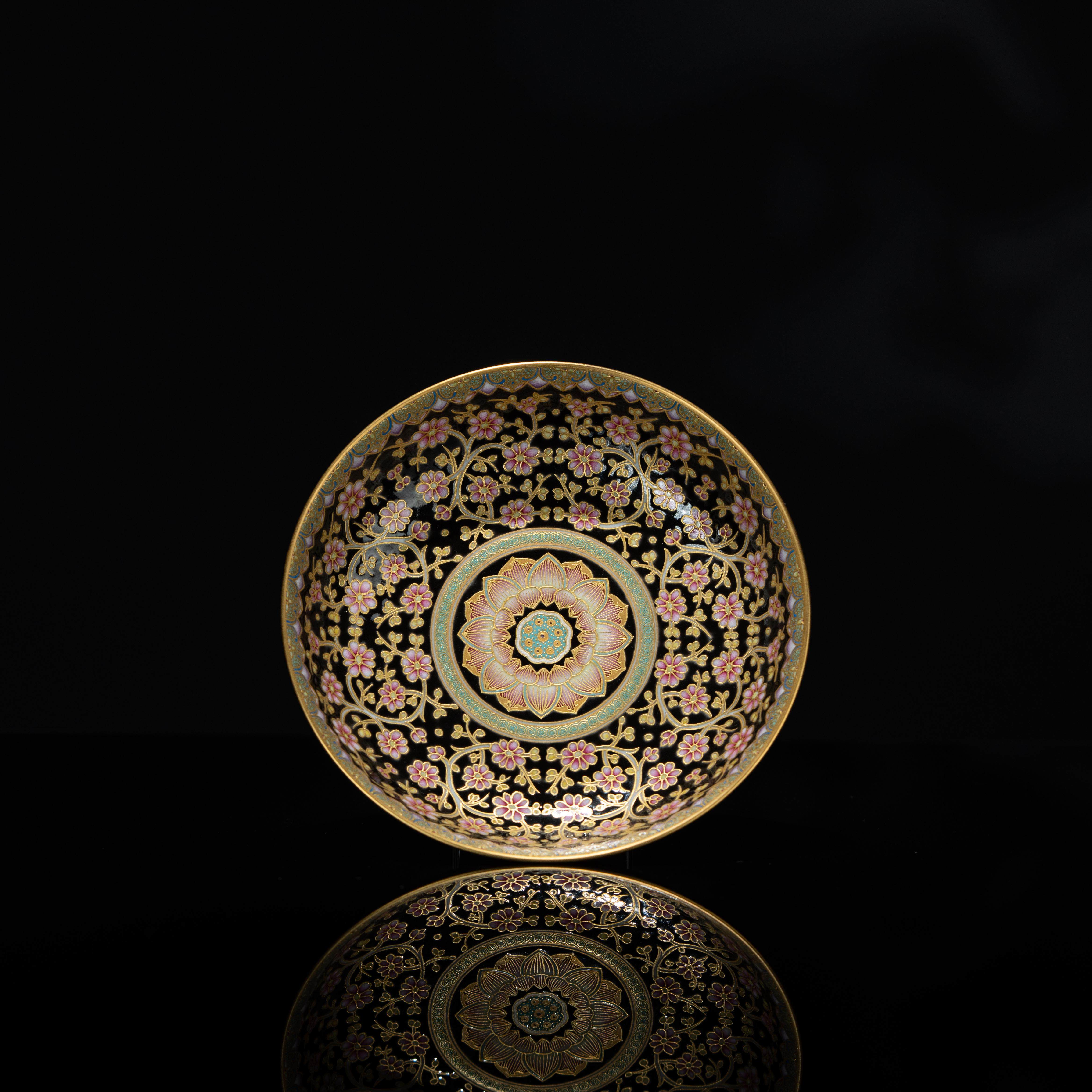 溢珍堂 堆金梅花壶承 直径14cm 瓷器茶周边