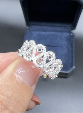 S925银镀金戒指空托日韩时尚围钻镶嵌圆形2*2mm彩宝开口银托diy