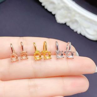 S925银圆5*5mm简单款耳夹空托
