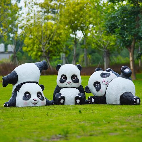 卡通仿真熊猫摆件动物园雕塑售楼部园林景区户外草坪网红打卡装饰