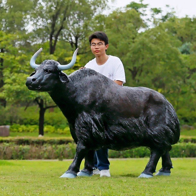 仿真牦牛雕塑摆件户外草原牧场景观大型动物装饰玻璃钢定制工艺品
