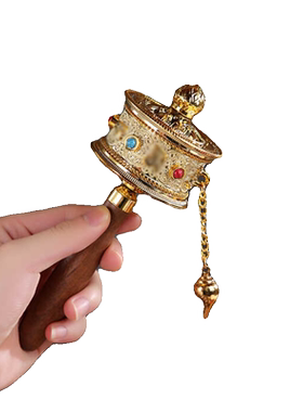 5厘米转经简手摇底座合金双轴承西藏工艺品转简摆件经手摇转筒