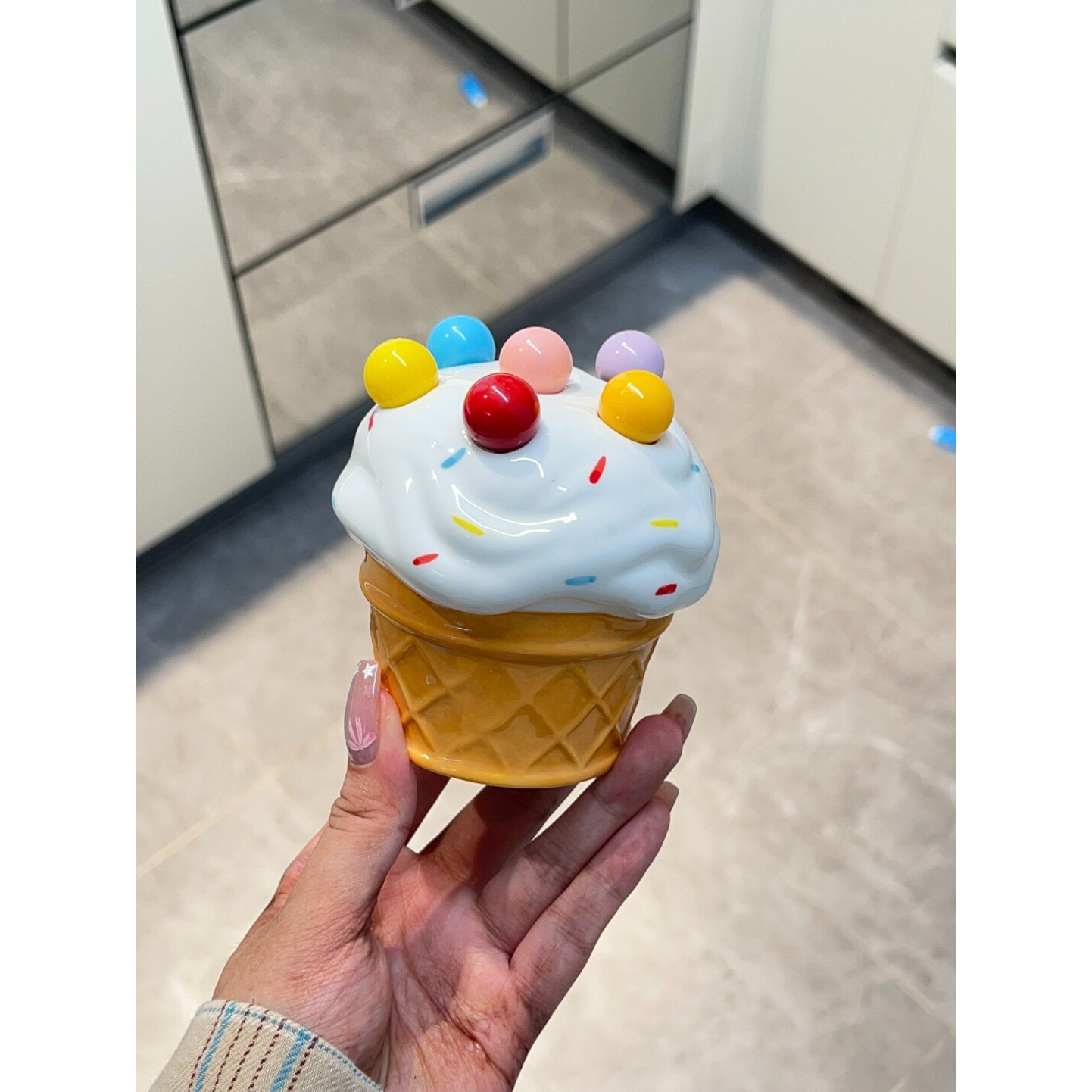 陆陆.创意可爱雪糕筒水果叉套装家用不锈钢甜品叉子感收纳罐 &middot;