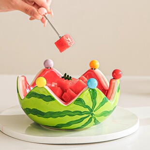 西瓜碗 陆陆.西瓜水果叉子家用创意可爱水果签套装