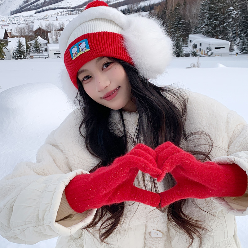 高级感旅游拍照出片防寒针织帽子