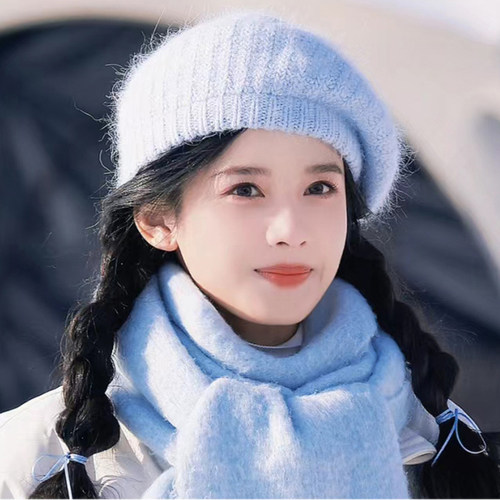 高级感显脸小帽子围巾手套三件套