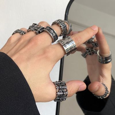 十字架戒指ins嘻哈男女潮牌尾戒