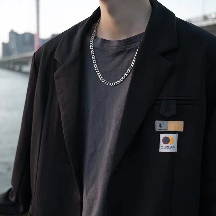 古巴链钛钢百搭嘻哈ins潮流男女学生高级感基础款项链毛衣链配饰