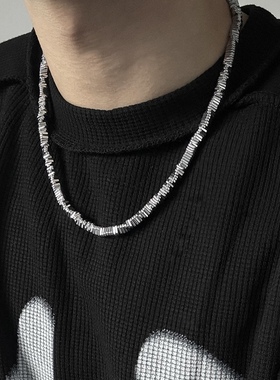 错乱感黑胆石项链男女潮流百搭高级感配饰男生小众锁骨链毛衣链潮