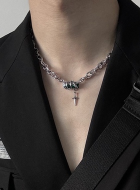 灵蛇缠绕锁骨链男款痞帅嘻哈钛钢百搭小众设计项链男士高级感配饰