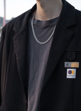 纯银hiphop链条项链男潮古巴男士嘻哈链子装饰女生情侣百搭配饰酷