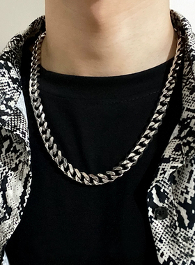 轻奢欧美古巴链子项链hiphop男女潮流ins嘻哈夸张钛钢不掉色高街