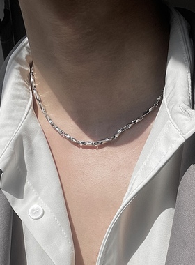 不掉色男士项链痞帅钛钢简约高级感男生链子配饰潮锁骨链男款颈链