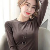 白色洋气内搭长袖 纯色圆领修身 t恤 女2025年春秋新款 莫代尔打底衫