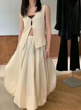 【Bi入！】设计师品牌YP时髦亚麻针织镂空背心女2023