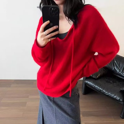 设计师品牌SR慵懒风马海毛减龄宽松套头毛衣女秋冬