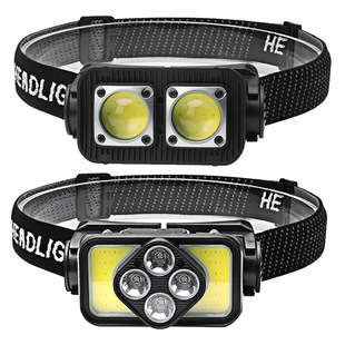 2023新款内置电池LED感应头灯Type-C充电户外夜钓跑步COB泛光头灯