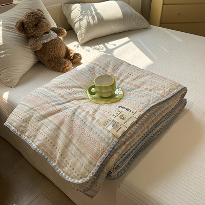 小清新风全棉双层纱大豆夏被纯棉夏凉被子纤维薄被夏天被芯可机洗