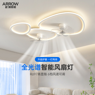 箭牌风扇灯吸顶灯现代简约客厅灯带电扇一体灯智能静音护眼卧室灯