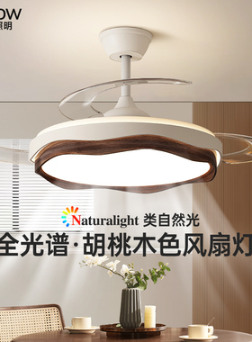 ARROW/箭照明隐形风扇灯中古风吊扇灯2025新款客厅卧室餐厅电扇灯