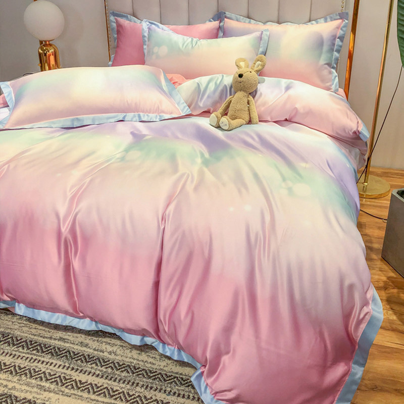 夏季80支真丝四件套冰丝滑裸睡凉感双面简约床上用品天丝床笠被套