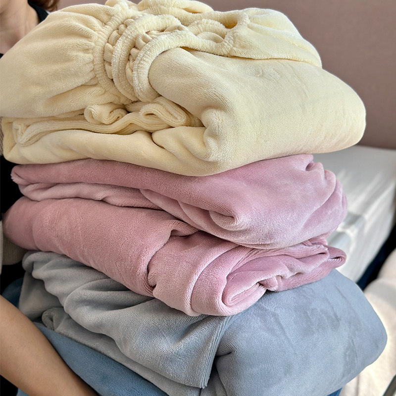 可定制A类加绒加厚牛奶绒床笠单件冬季保暖法兰珊瑚绒床罩三件套