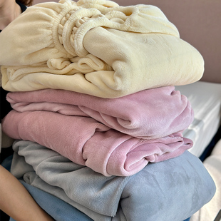 可定制A类加绒加厚牛奶绒床笠单件冬季保暖法兰珊瑚绒床罩三件套