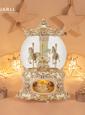 JARLL赞尔旋转木马八音盒水晶球音乐盒送女生新婚告白礼物送女友