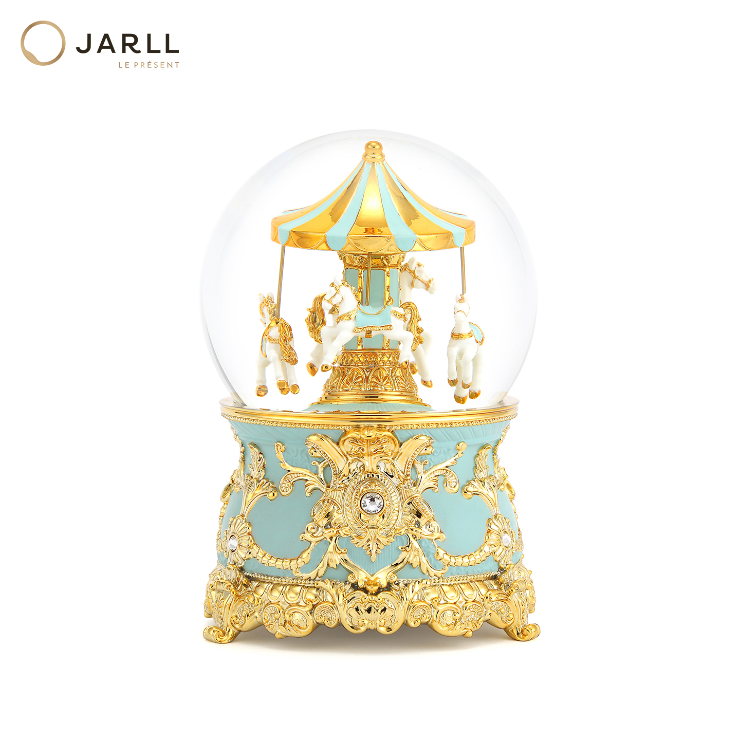 JARLL赞尔旋转木马水晶球音乐盒自喷亮片八音盒送女友生日礼物