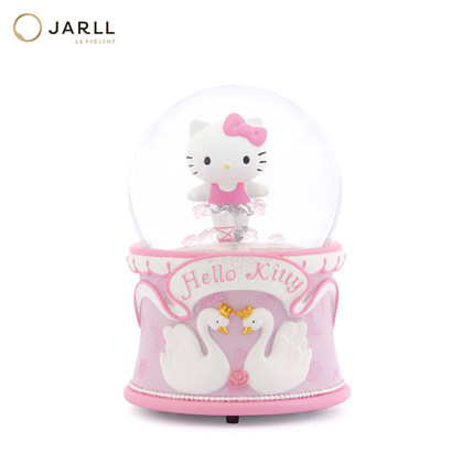JARLL赞尔HelloKitty水晶球音乐盒芭蕾舞灯光自喷八音盒女友闺蜜
