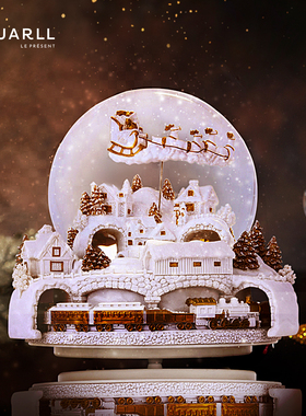 JARLL赞尔圣诞节水晶球音乐盒圣诞老人旋转灯光八音盒女友生日礼