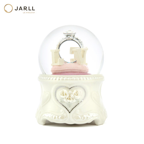 JARLL赞尔玫瑰花束水晶球音乐盒旋转自喷亮片八音盒告白礼送女友