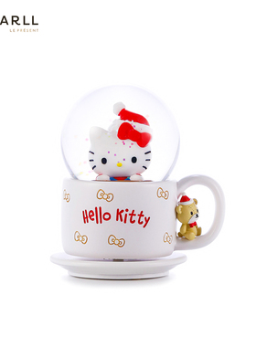 JARLL赞尔HelloKitty水晶球音乐盒圣诞咖啡杯八音盒送女友送闺蜜