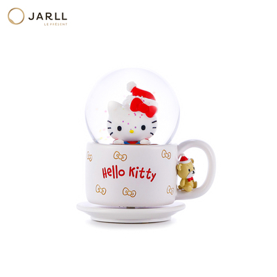 JARLL赞尔HelloKitty水晶球音乐盒圣诞咖啡杯八音盒送女友送闺蜜