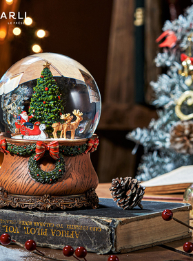 JARLL赞尔圣诞节水晶球音乐盒平安夜八音盒生日礼物告白送女友