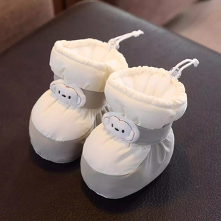 冬季婴儿鞋加绒中高帮棉鞋加厚小月龄宝宝鞋0一1岁软底不掉包棉裤