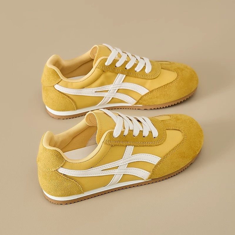 黄色复古德训鞋女2025春秋新款爆款平底百搭阿甘鞋子运动休闲板鞋