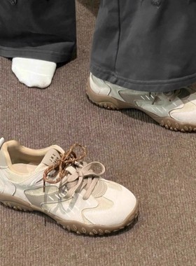 美式拼色秋季德训鞋女2025新款增高阿甘鞋防滑户外休闲百搭运动鞋