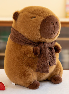 网红爆款卡皮巴拉毛绒玩具围巾水豚君公仔玩偶送女朋友