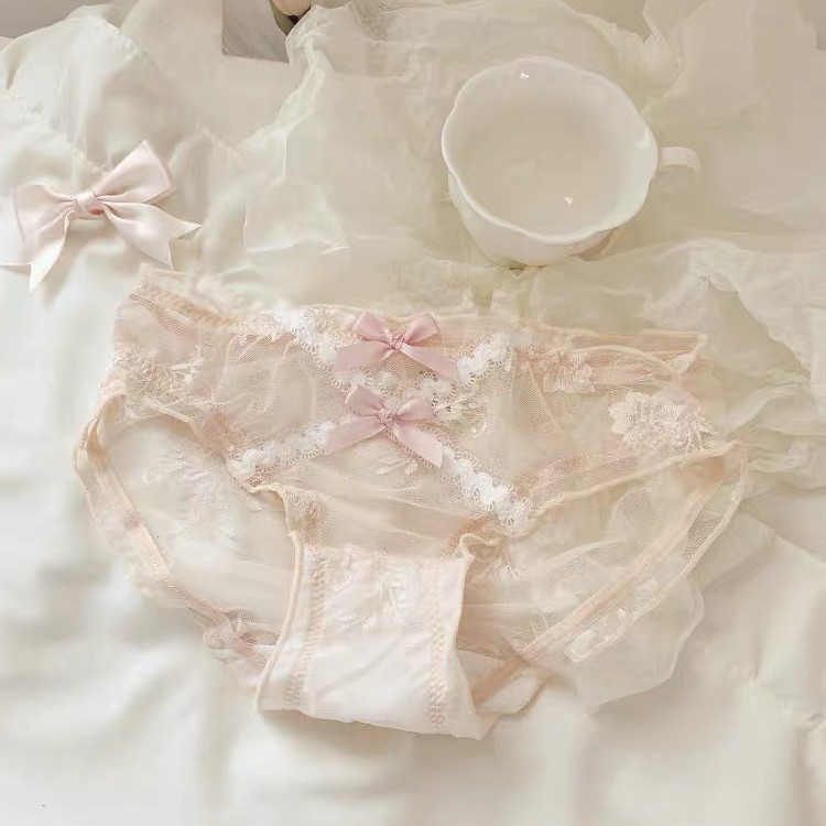 花落半岛~甜美蕾丝内裤女生10A抗菌纯棉裆性感纯欲薄款女士三角裤