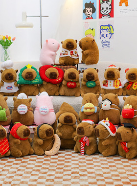 爆款可爱欧貂水豚八寸机娃娃宠物毛绒玩具厂家批发婚庆公仔玩偶