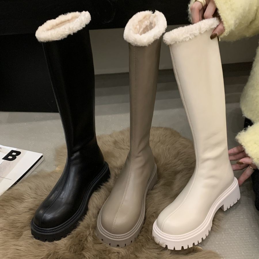 小个子长筒骑士长靴子女鞋2025年新款秋冬季加绒厚底绝绝子雪地靴