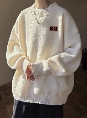 秋冬加厚毛衣男韩版潮流宽松日系针织衫冬季ins港风慵懒线衣外套