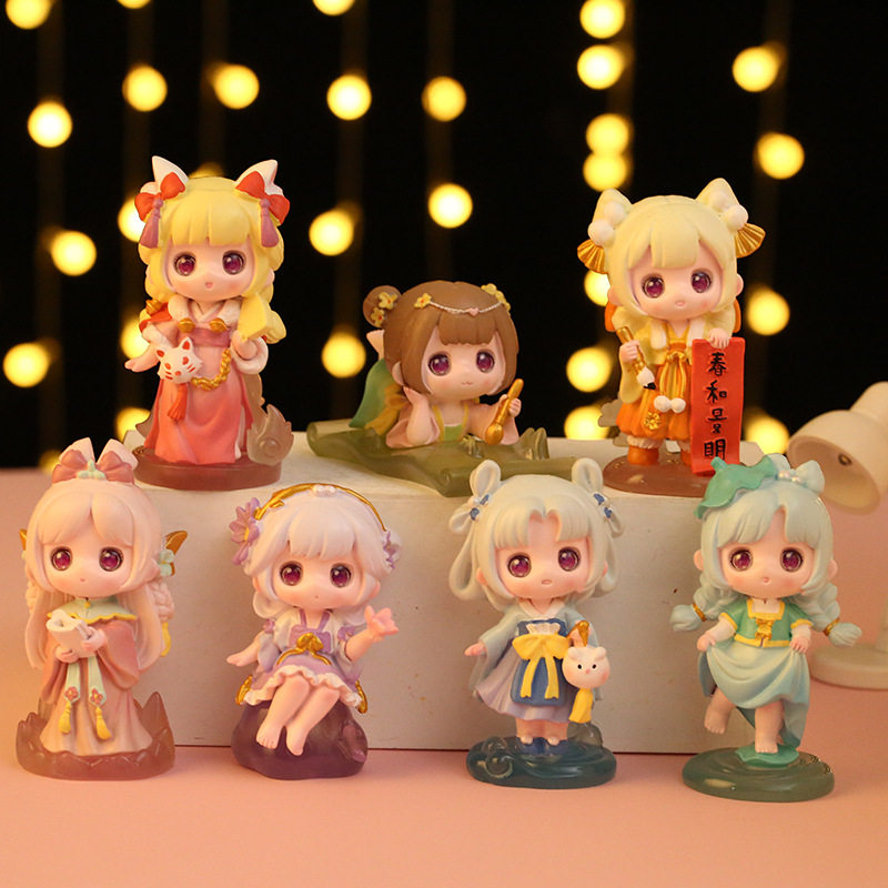 时遇春风盲盒潮玩手办古风创意二次元卡通动漫公仔模型树脂工艺礼