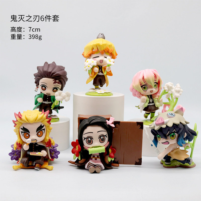 潮玩盲盒鬼灭之刃诞生花Q版炭治郎祢豆子我妻善逸手办公仔小摆件