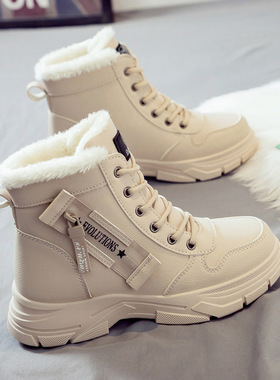 跨境代发大码棉鞋2025冬季新款加绒雪地靴女百搭厚底大棉女鞋L951