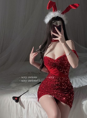 新年圣诞服装万圣节兔女郎连衣裙制服性感红色战袍可爱圣诞节套装