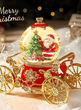圣诞节水晶球音乐盒礼物装饰摆件八音盒旋转飘雪圣诞老人儿童礼品